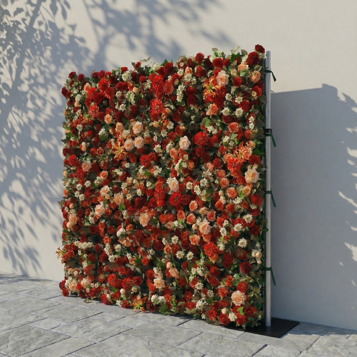 Luxira | 4D Crimson and Champagne Event-Ready Silk Rose Floral Wall Backdrop for Luxury Weddings & Events Decoration | Shipping Included
