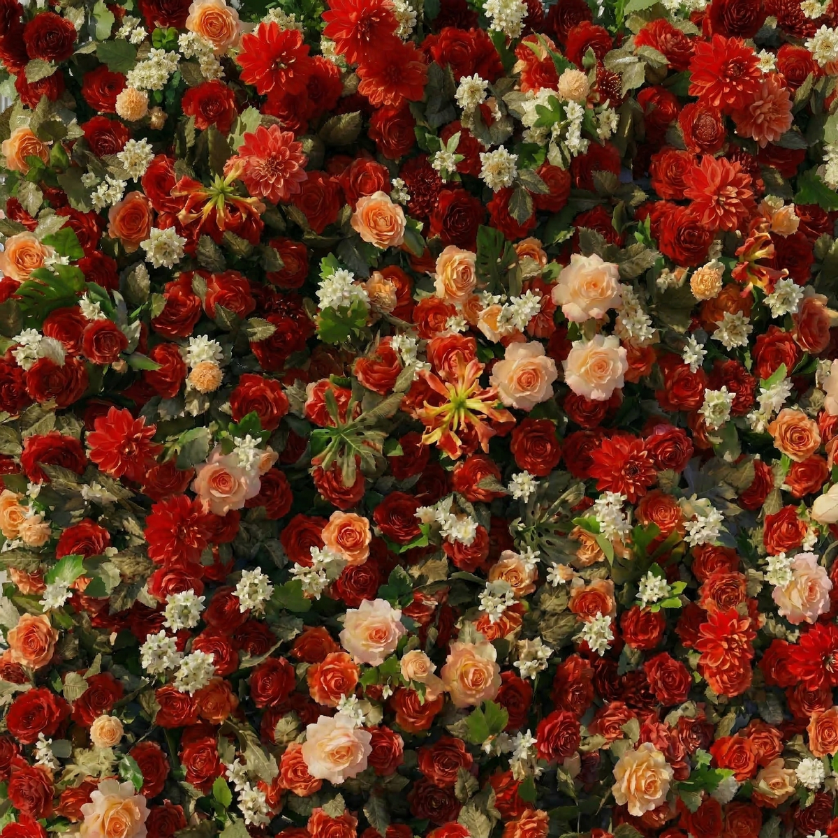 Luxira | 4D Crimson and Champagne Event-Ready Silk Rose Floral Wall Backdrop for Luxury Weddings & Events Decoration | Shipping Included