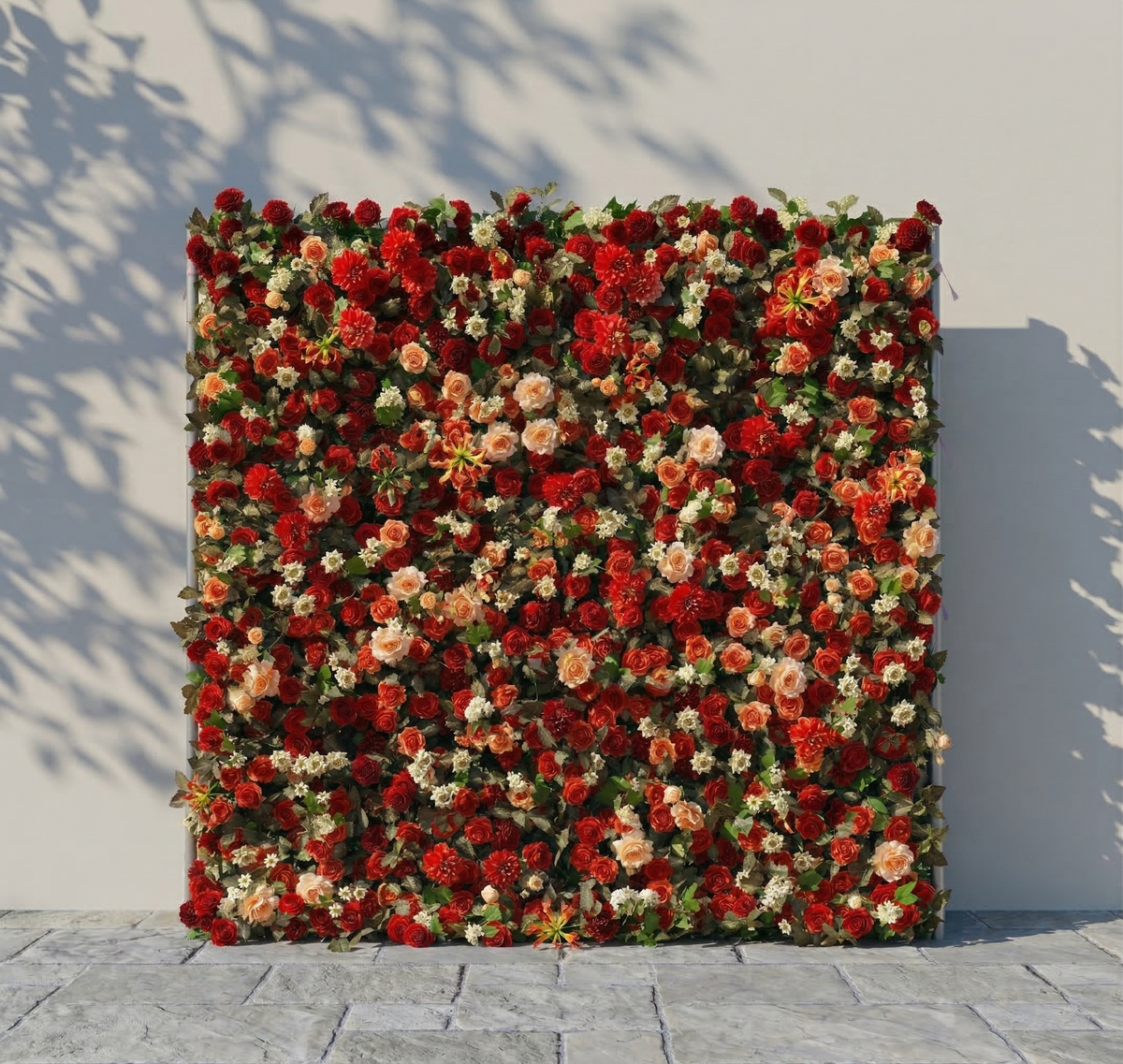 Luxira | 4D Crimson and Champagne Event-Ready Silk Rose Floral Wall Backdrop for Luxury Weddings & Events Decoration | Shipping Included