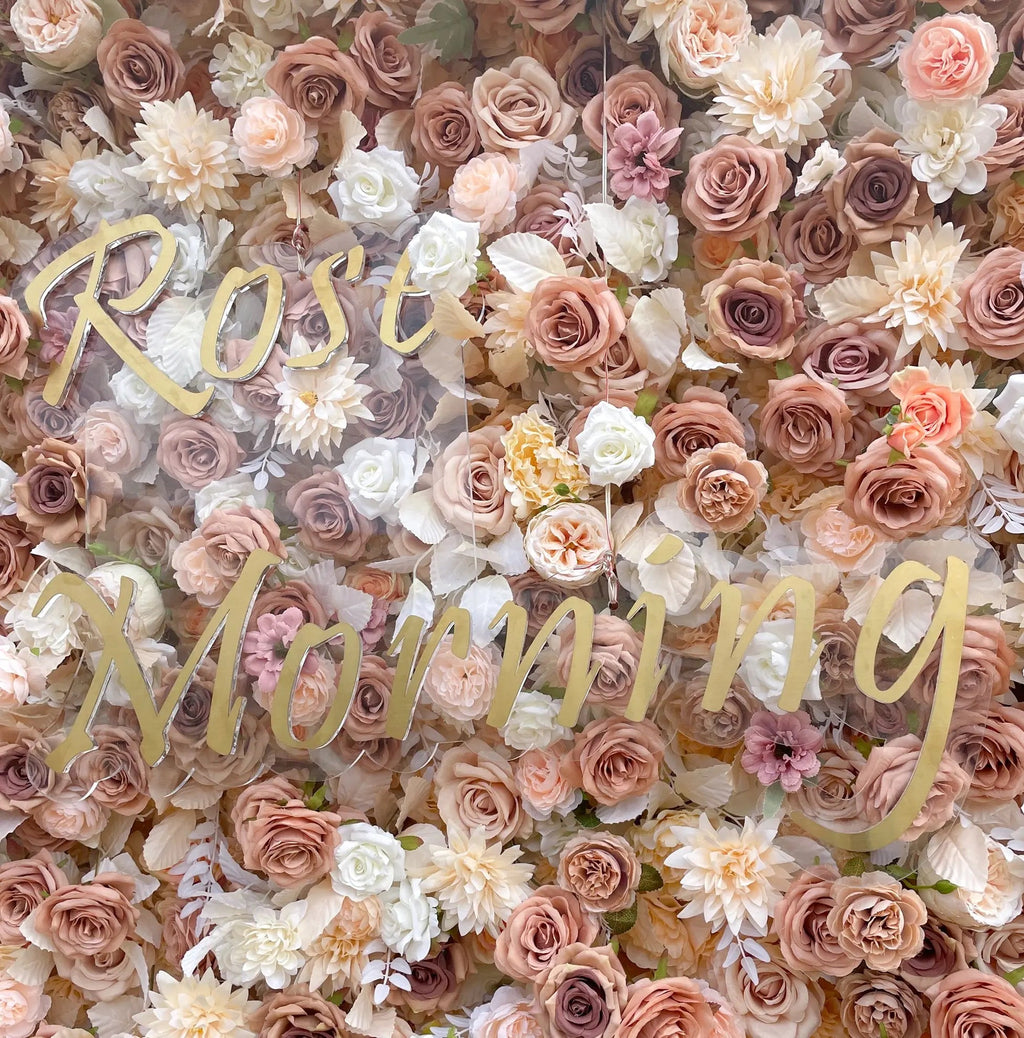 Lynn | 5D Golden Event-Ready Artificial Floral Wall Backdrop, Roll-Up Fabric | Shipping Included