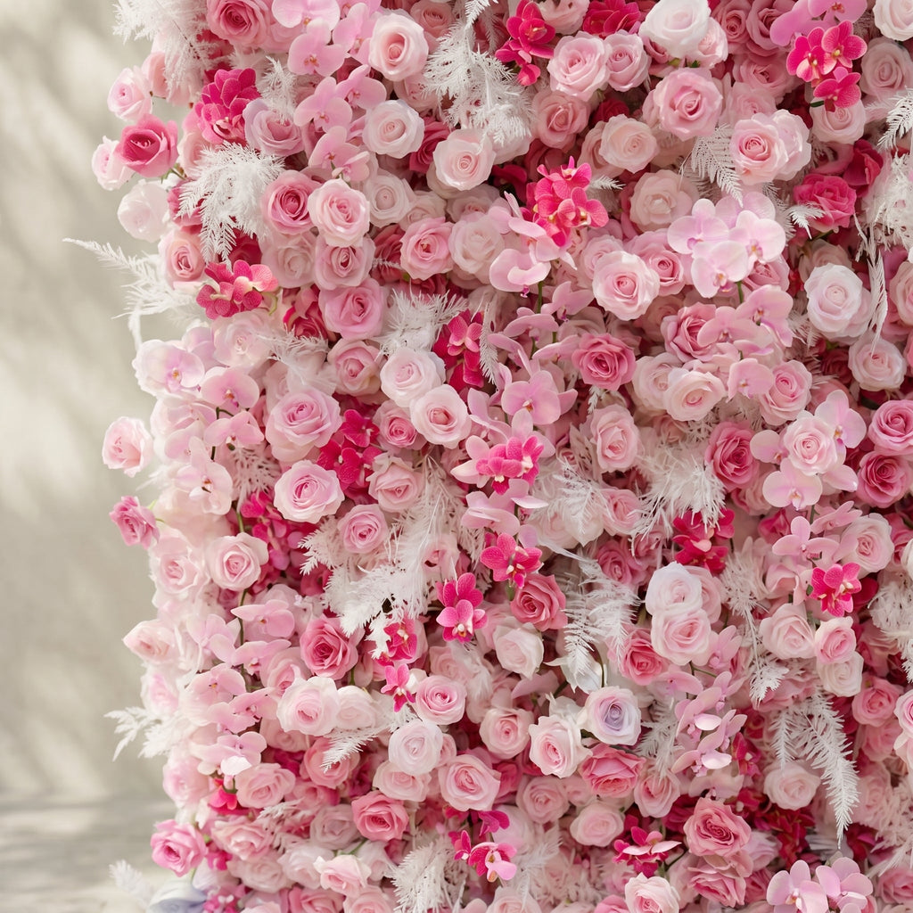 Lyrelloria | Luxury 5D Ombre Pink Silk Event-Ready Floral Wall Backdrop for Vibrant Romantic Weddings | Shipping Included