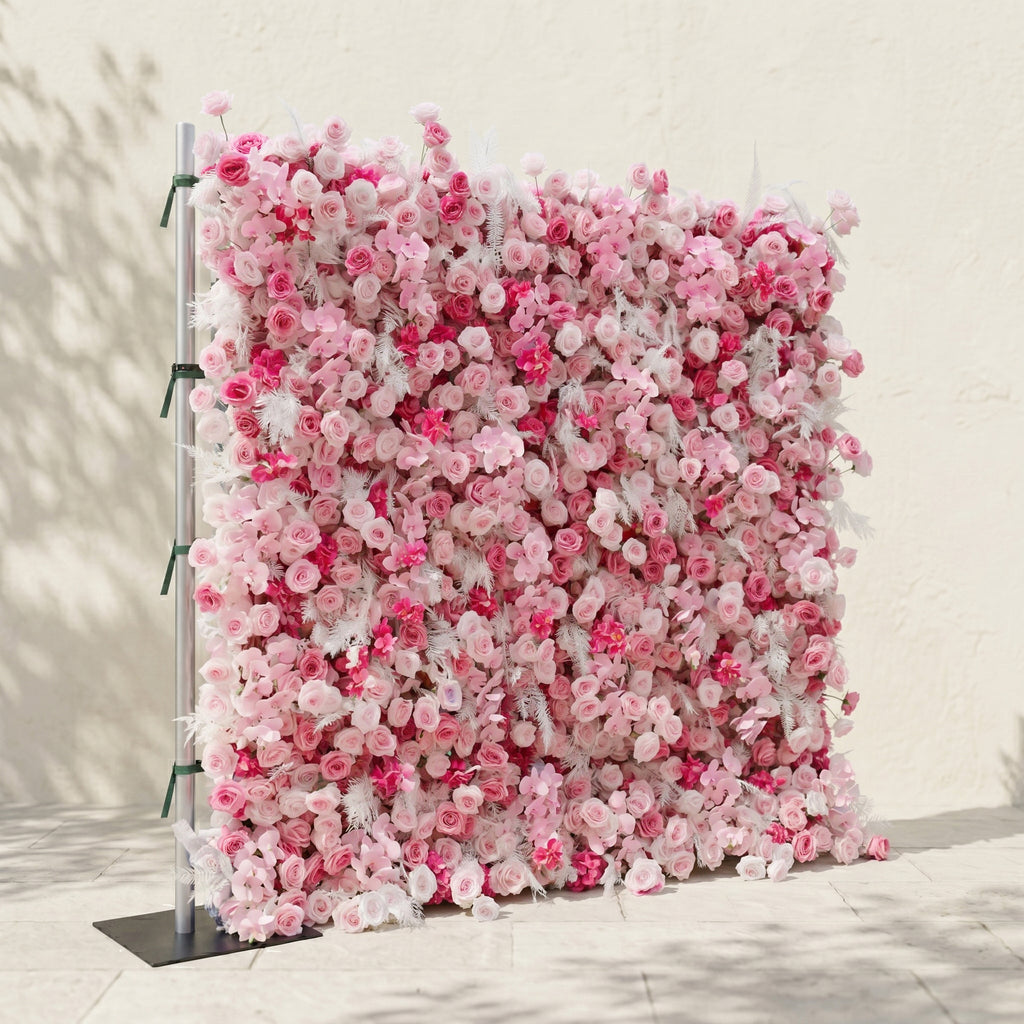 Lyrelloria | Luxury 5D Ombre Pink Silk Event-Ready Floral Wall Backdrop for Vibrant Romantic Weddings | Shipping Included