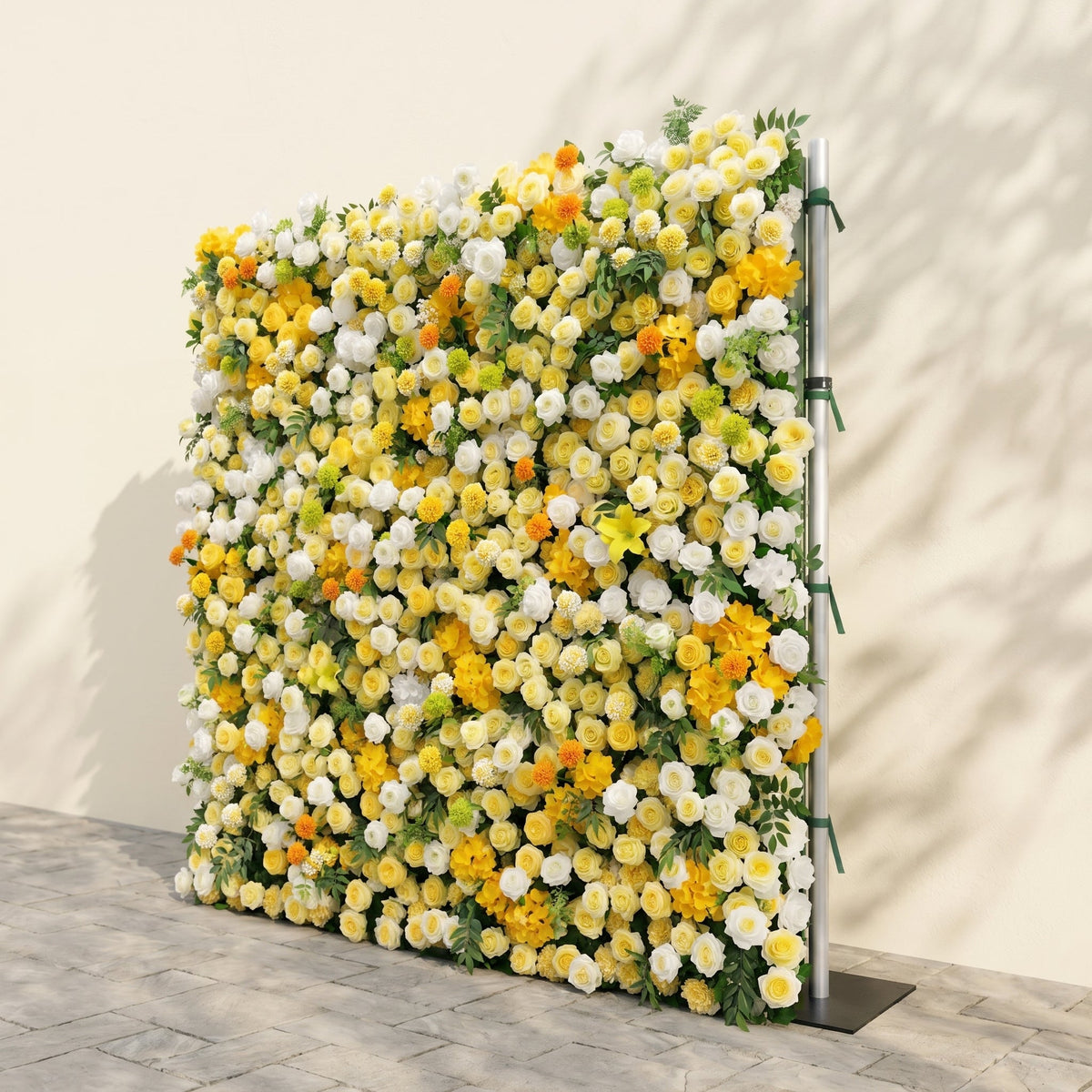 Marellyn | 5D Bright Yellow & Ivory White Event-Ready Silk Rose Floral Wall Backdrop for Romantic Wedding & Proposal Setups | Shipping Included