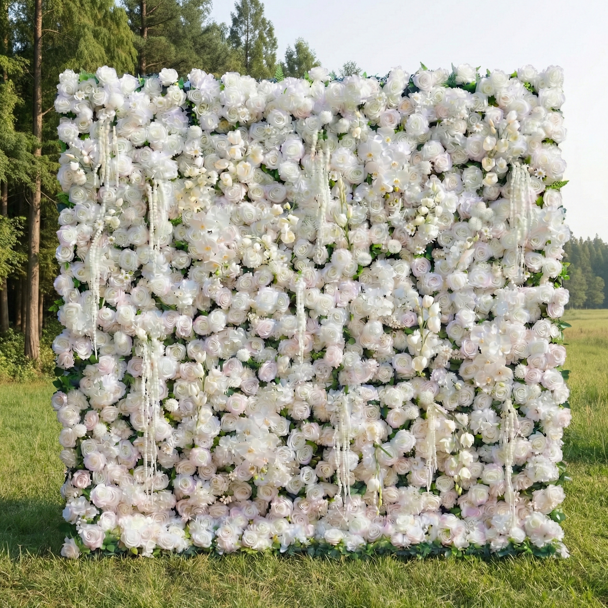 Marina | 5D Ivory & Light Blush Event-Ready Silk Rose Floral Wall Backdrop for Elegant Wedding & Bridal Shower Party | Shipping Included