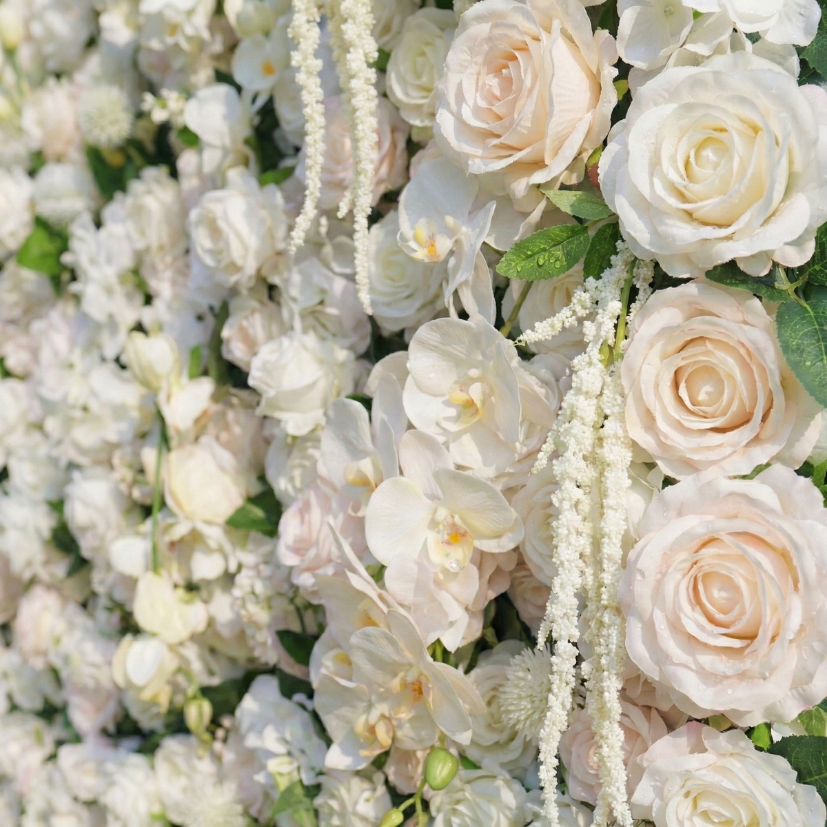 Marina | 5D Ivory & Light Blush Event-Ready Silk Rose Floral Wall Backdrop for Elegant Wedding & Bridal Shower Party | Shipping Included