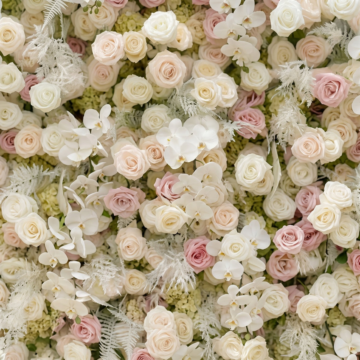 Mavenena | 5D Neutral Cream Blush Pink & Ivory White Event-Ready Silk Rose Floral Wall Backdrop for Romantic Wedding & Proposal Setups | Shipping Included