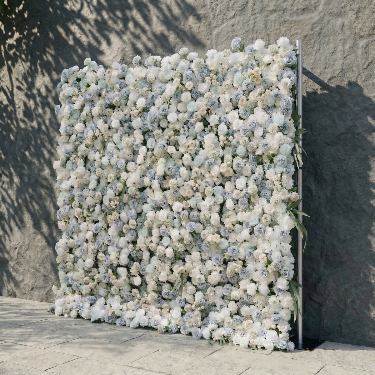 Mireli | 5D Dusty Blue and Ivory Event-Ready Silk Rose Floral Wall Backdrop for Elegant Event & Wedding Backdrops | Shipping Included