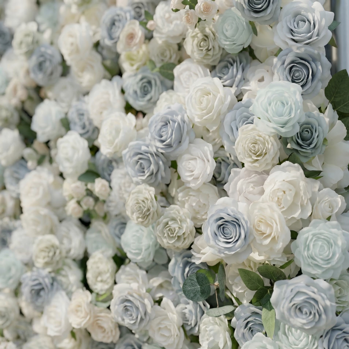 Mireli | 5D Dusty Blue and Ivory Event-Ready Silk Rose Floral Wall Backdrop for Elegant Event & Wedding Backdrops | Shipping Included