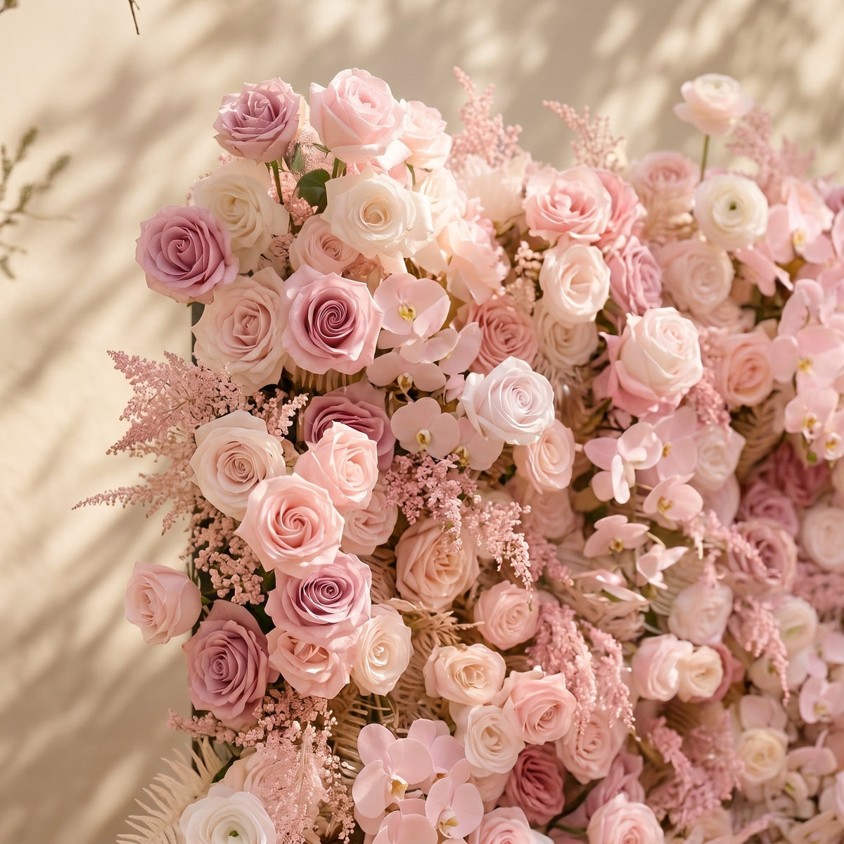Mirenrose | Luxury 5D All-Blush Pink Event-Ready Silk Floral Wall Backdrop for Romantic Dream Weddings | Shipping Included