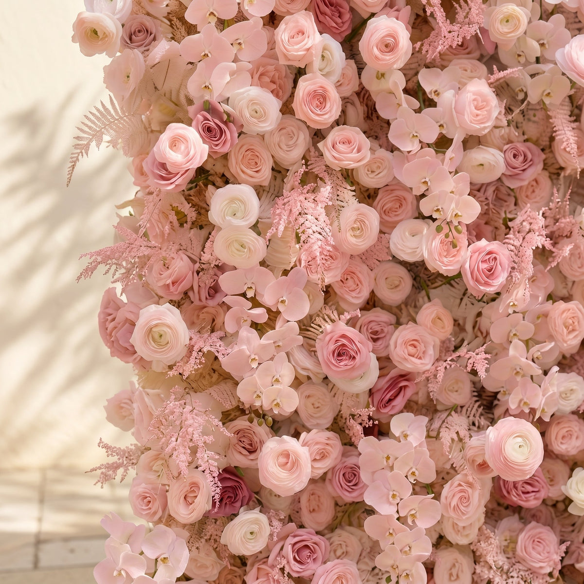 Mirenrose | Luxury 5D All-Blush Pink Event-Ready Silk Floral Wall Backdrop for Romantic Dream Weddings | Shipping Included