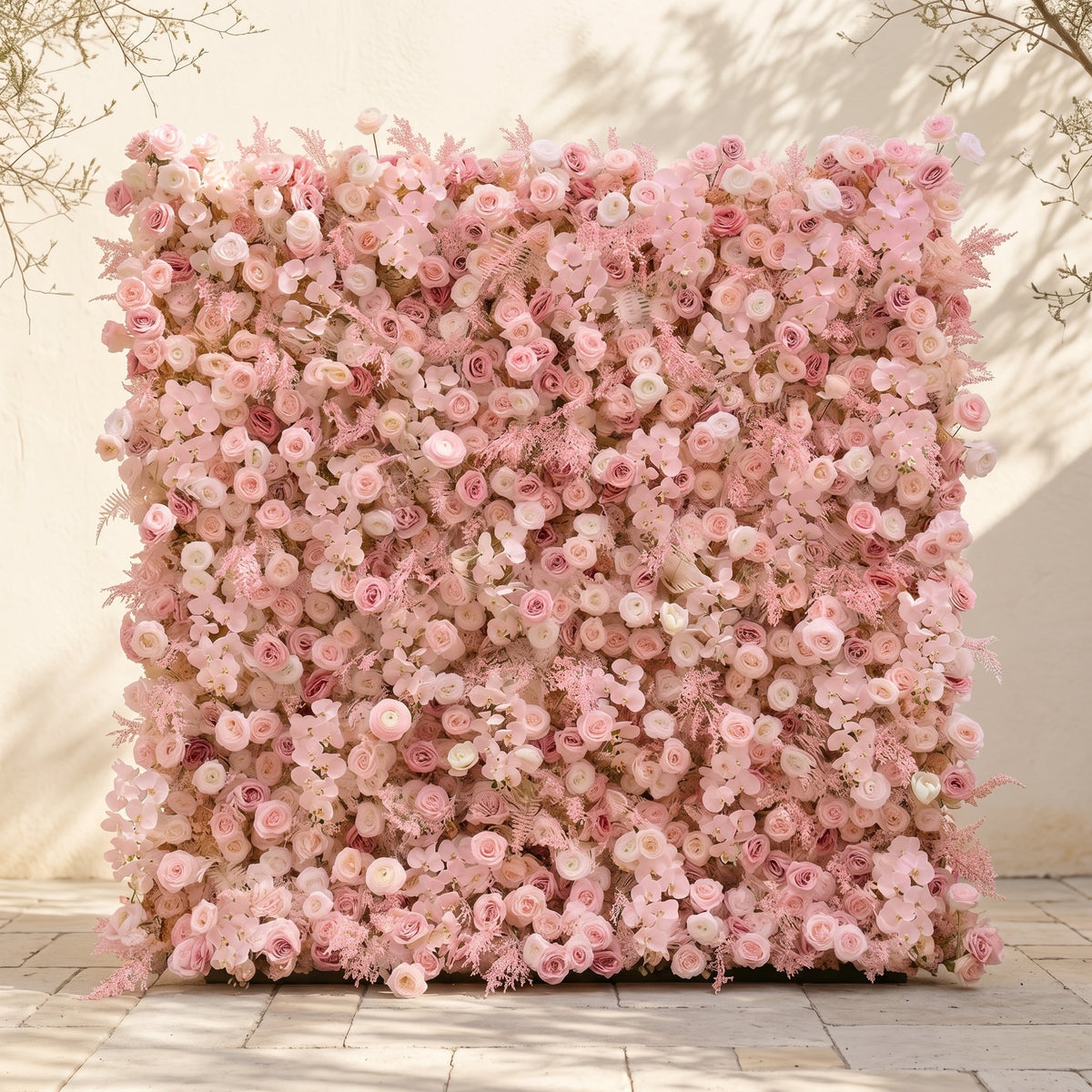 Mirenrose | Luxury 5D All-Blush Pink Event-Ready Silk Floral Wall Backdrop for Romantic Dream Weddings | Shipping Included