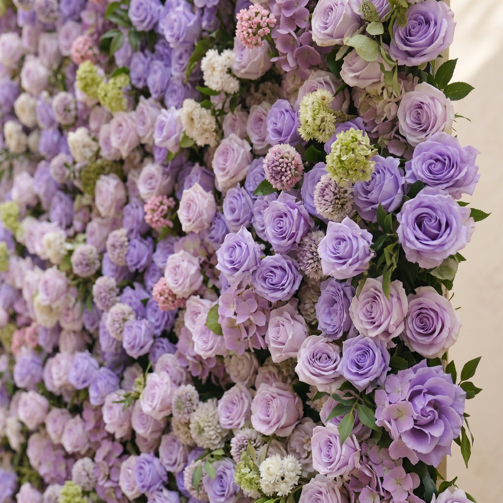 Morbelle | 5D Lavender Purple Event-Ready Silk Rose Floral Wall Backdrop for Romantic Wedding & Proposal Setups | Shipping Included