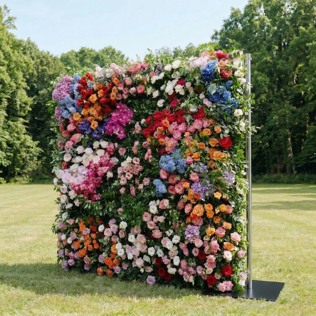 Noirae | 5D Wildflower Mix & Lush Greenery Event-Ready Silk Rose Floral Wall Backdrop for Garden Events Decor | Shipping Included