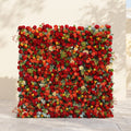 Novara | Luxury 5D Crimson Red & Vibrant Orange Silk Floral Wall Backdrop with Berry Accents for Autumn Weddings | Shipping Included