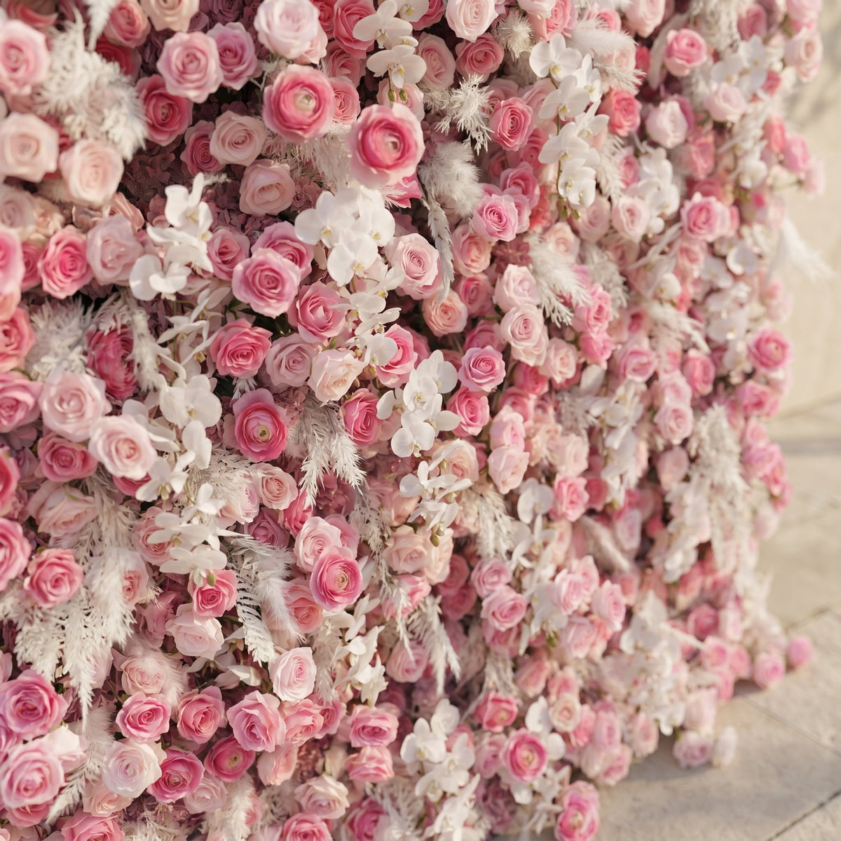 Nylenna | Luxury 5D Ombre Hot Pink & Blush Silk Event-Ready Floral Wall Backdrop for Vibrant Romantic Weddings | Shipping Included