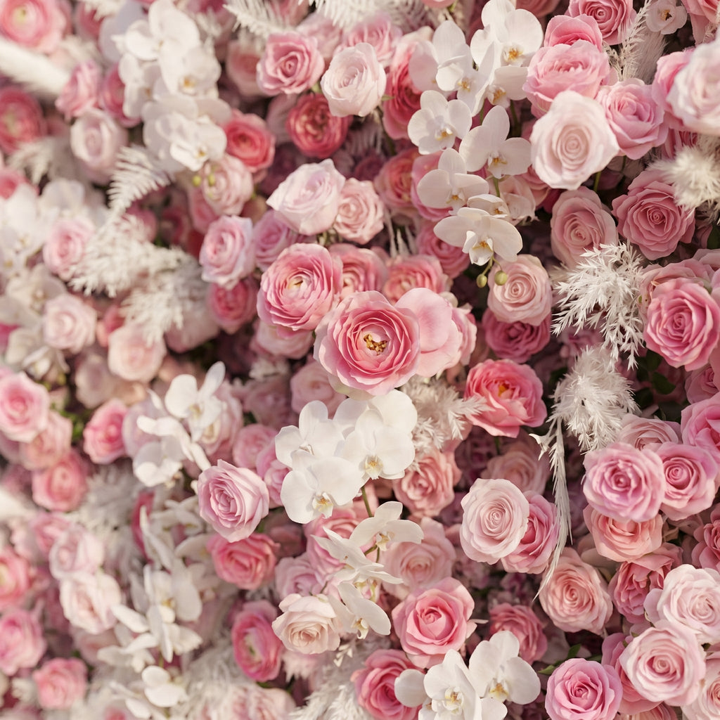 Nylenna | Luxury 5D Ombre Hot Pink & Blush Silk Event-Ready Floral Wall Backdrop for Vibrant Romantic Weddings | Shipping Included