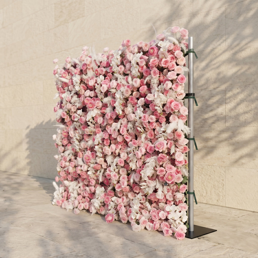 Nylenna | Luxury 5D Ombre Hot Pink & Blush Silk Event-Ready Floral Wall Backdrop for Vibrant Romantic Weddings | Shipping Included