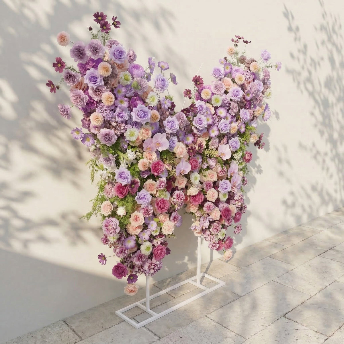 Nyvra | Dreamy Lavender & Purple Butterfly-Shaped Artificial Floral Wall for Garden Wedding & Event | Shipping Included
