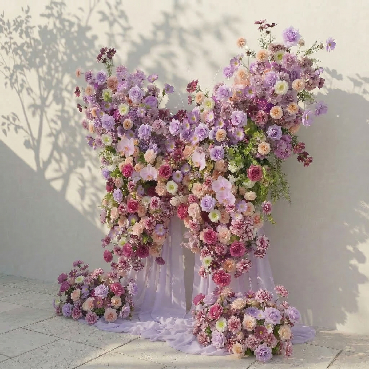 Nyvra | Dreamy Lavender & Purple Butterfly-Shaped Artificial Floral Wall for Garden Wedding & Event | Shipping Included