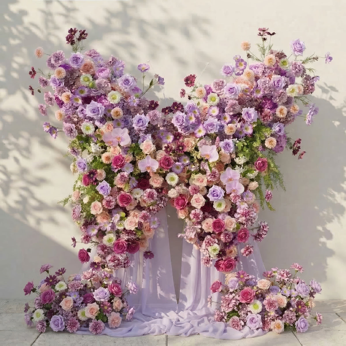 Nyvra | Dreamy Lavender & Purple Butterfly-Shaped Artificial Floral Wall for Garden Wedding & Event | Shipping Included