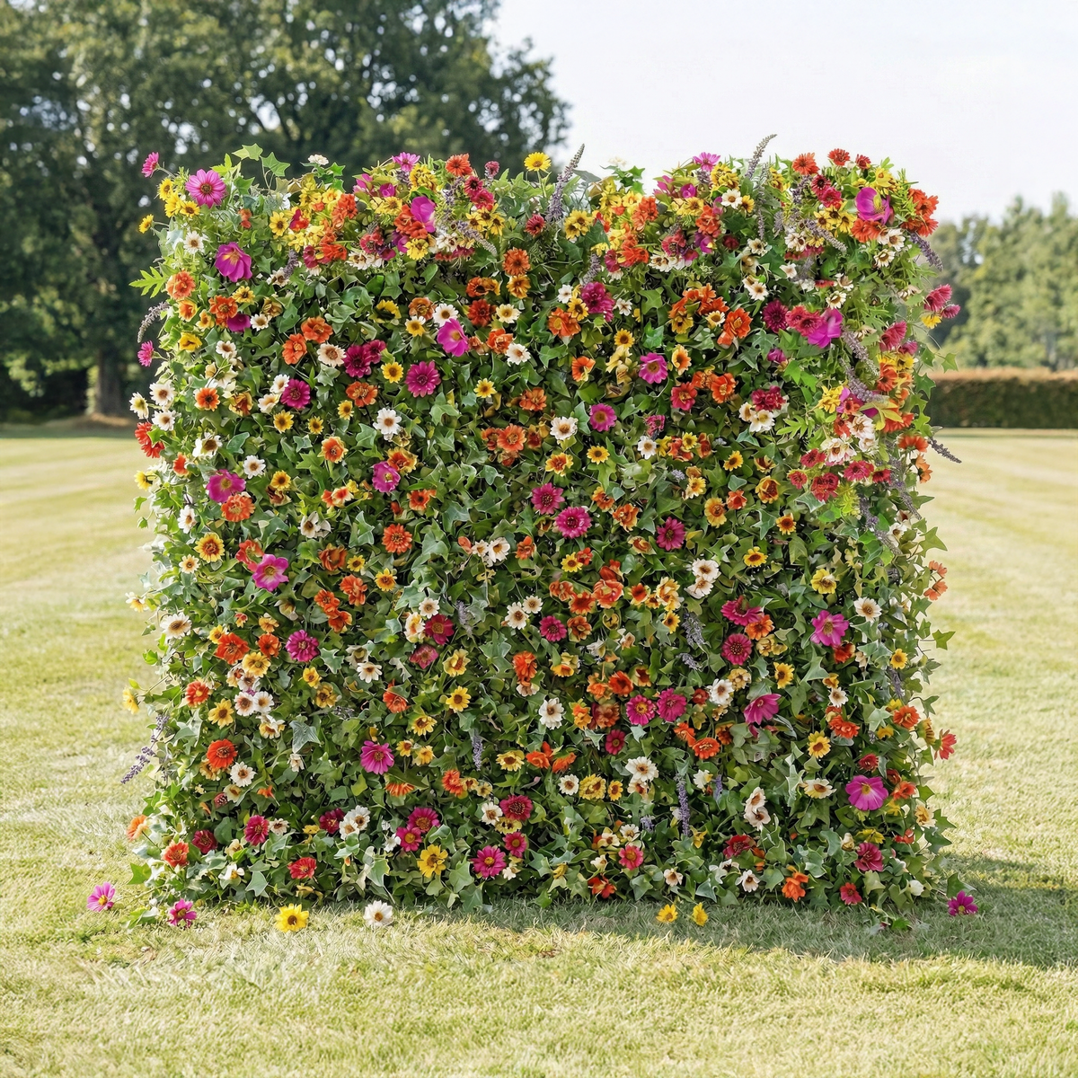 Odette | 5D Multi-Color Wildflower Event-Ready Silk Floral Wall Backdrop for Natural Garden Weddings & Parties | Shipping Included
