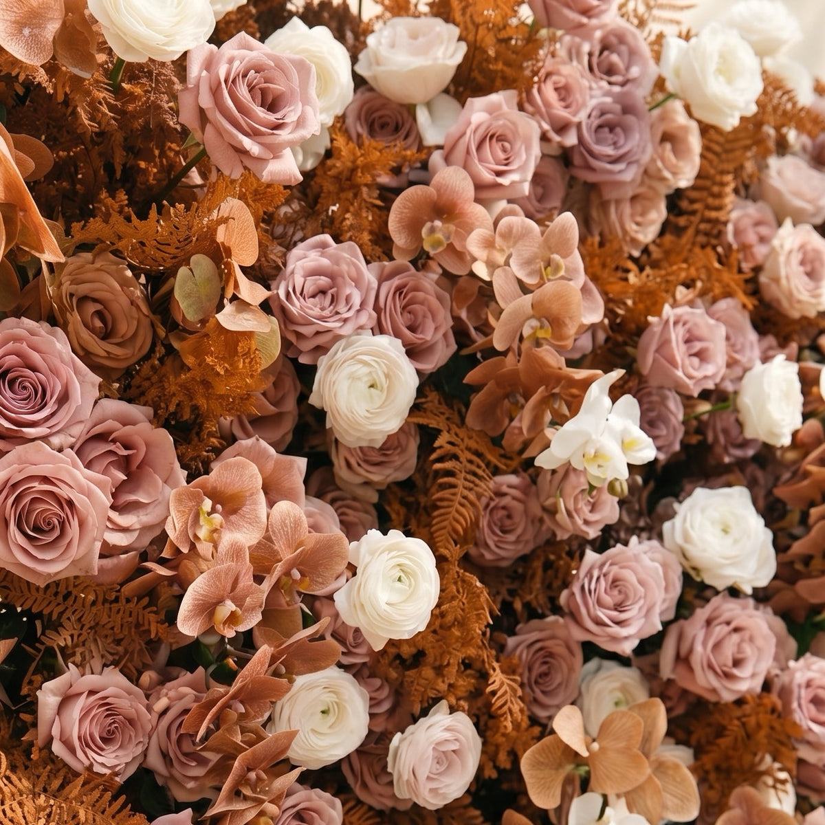 Orelloria | Luxury 5D Terracotta & Dusty Rose Silk Event-Ready Floral Wall Backdrop for Rustic Fall Weddings | Shipping Included