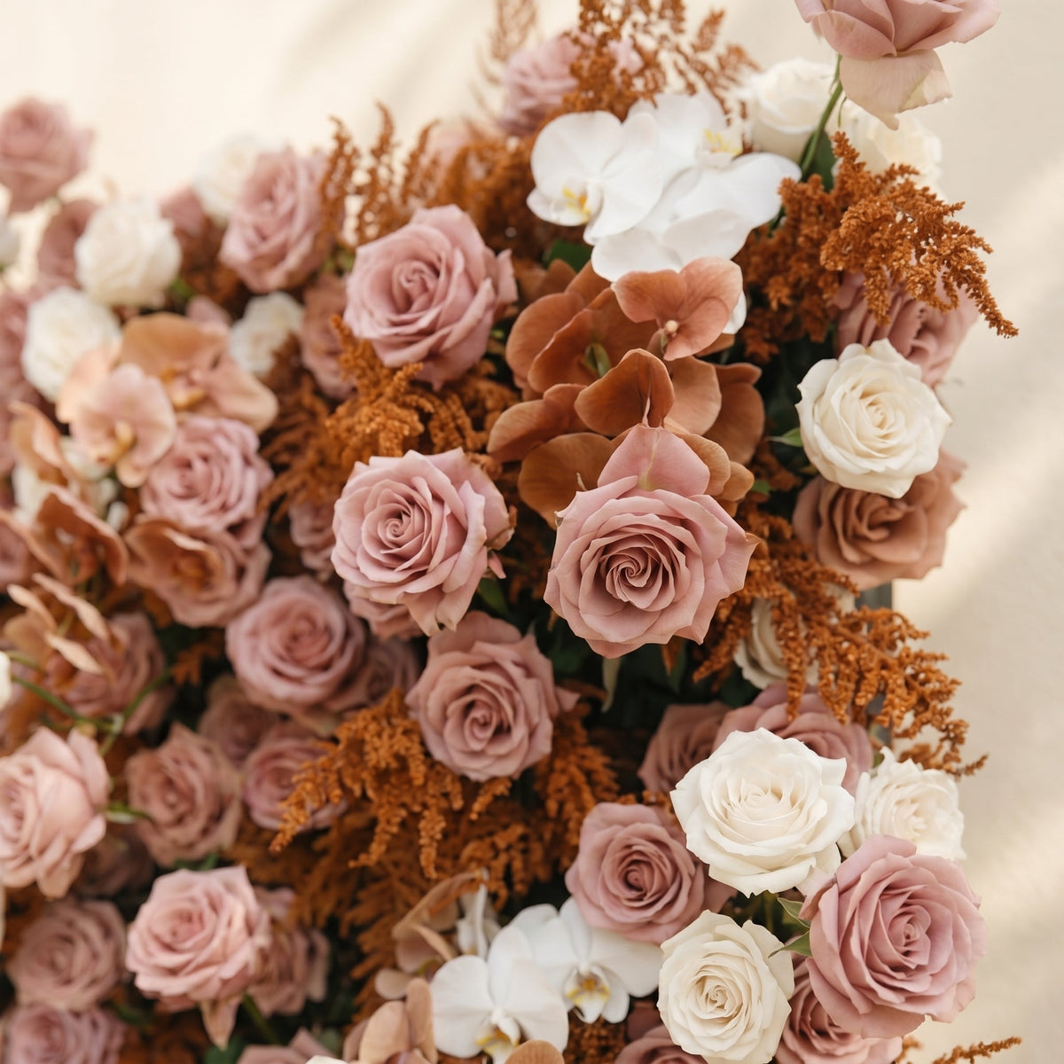 Orelloria | Luxury 5D Terracotta & Dusty Rose Silk Event-Ready Floral Wall Backdrop for Rustic Fall Weddings | Shipping Included