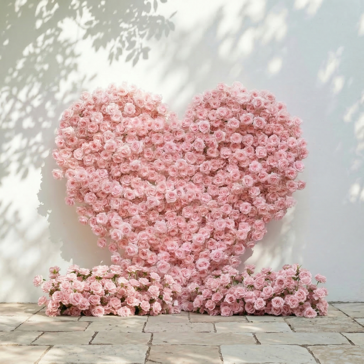 Orelune | 3D Ethereal Blush Pink Heart-Shaped Event-Ready Artificial Floral Backdrop for Romantic Wedding & Proposal | Shipping Included