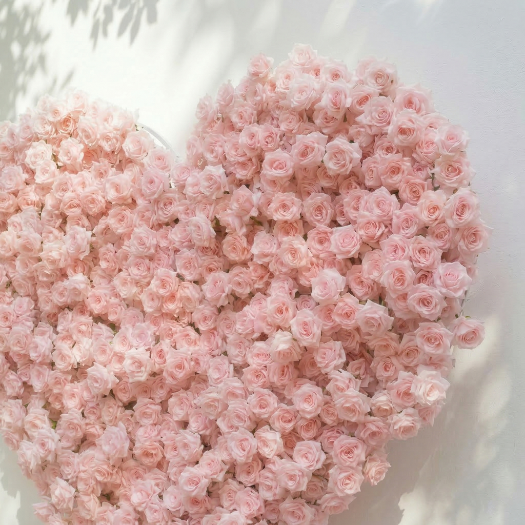 Orelune | 3D Ethereal Blush Pink Heart-Shaped Event-Ready Artificial Floral Backdrop for Romantic Wedding & Proposal | Shipping Included