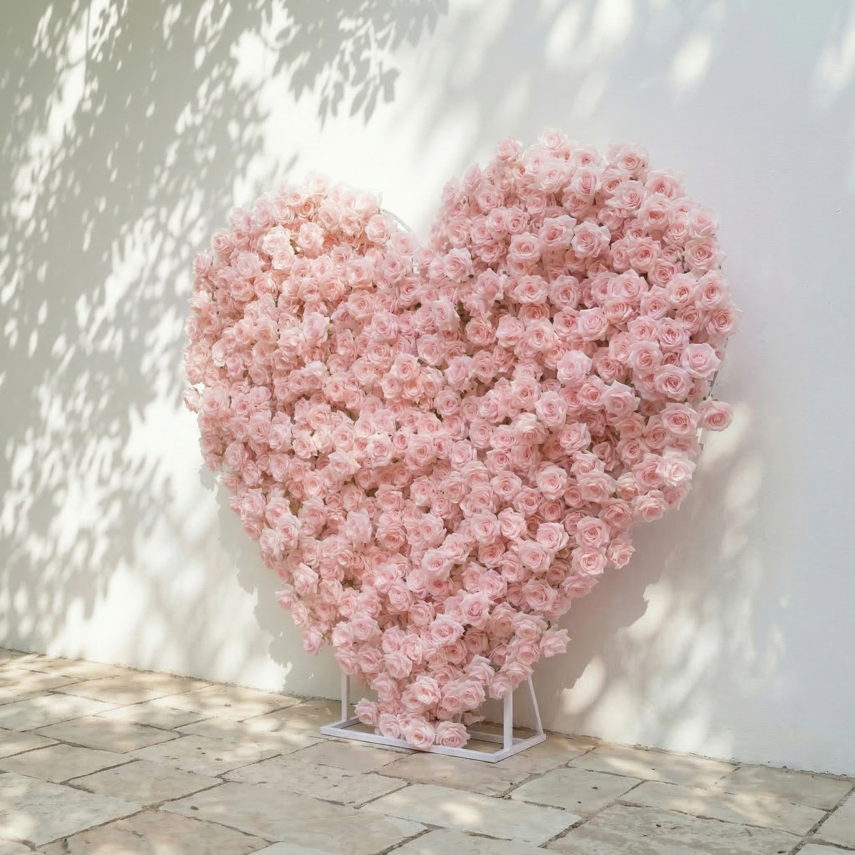 Orelune | 3D Ethereal Blush Pink Heart-Shaped Event-Ready Artificial Floral Backdrop for Romantic Wedding & Proposal | Shipping Included