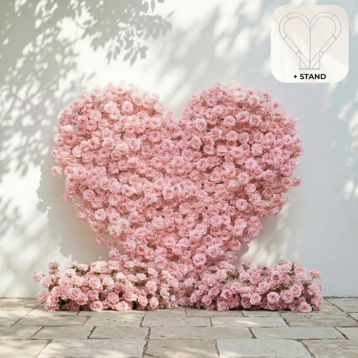 Orelune | 3D Ethereal Blush Pink Heart-Shaped Event-Ready Artificial Floral Backdrop for Romantic Wedding & Proposal | Shipping Included