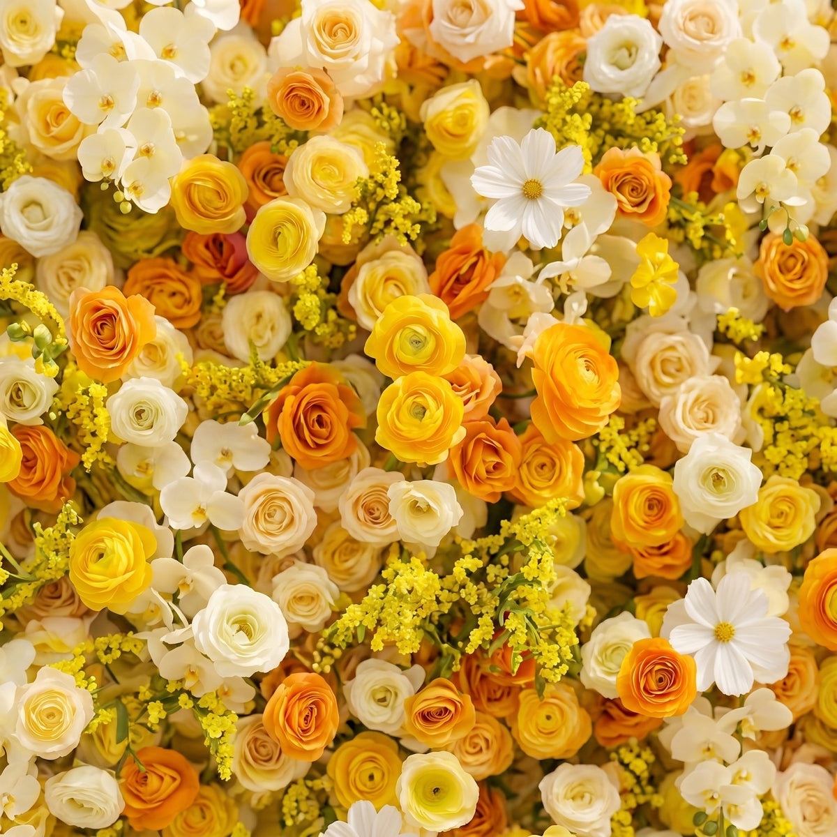 Palorae | Luxury 5D Sunshine Yellow & Cream White Silk Floral Wall Backdrop for Vibrant Summer Weddings | Shipping Included