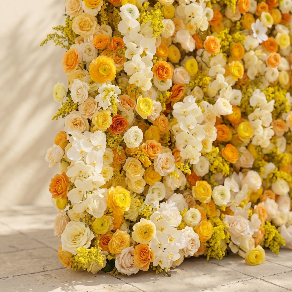 Palorae | Luxury 5D Sunshine Yellow & Cream White Silk Floral Wall Backdrop for Vibrant Summer Weddings | Shipping Included