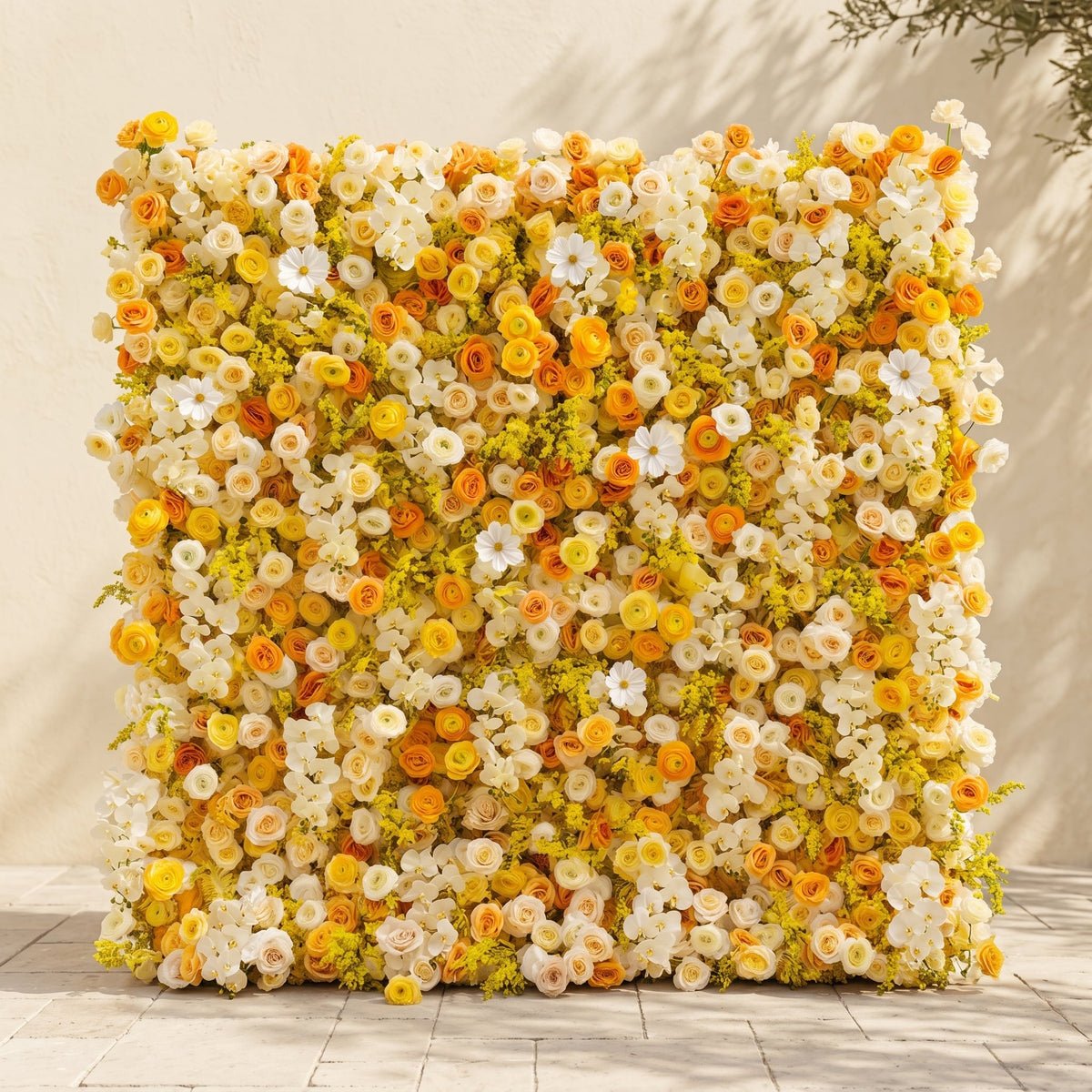 Palorae | Luxury 5D Sunshine Yellow & Cream White Silk Floral Wall Backdrop for Vibrant Summer Weddings | Shipping Included