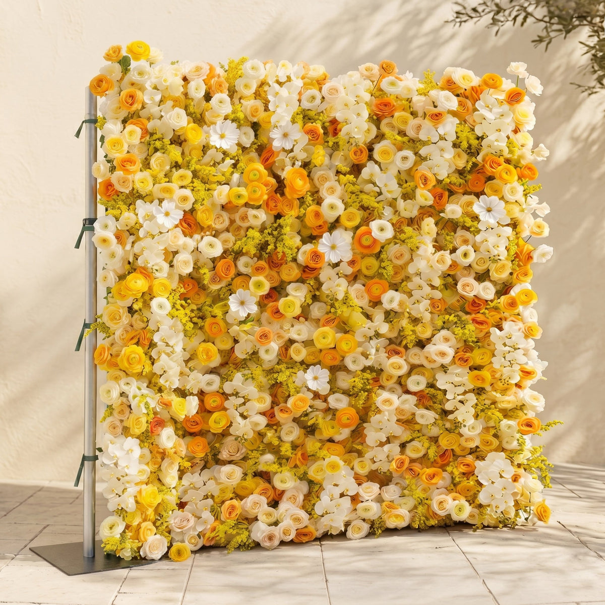 Palorae | Luxury 5D Sunshine Yellow & Cream White Silk Floral Wall Backdrop for Vibrant Summer Weddings | Shipping Included