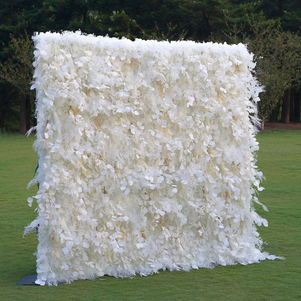 Pampas | 5D Grey Pampas Grass Event-Ready Artificial Floral Wall Backdrop, Roll-Up Fabric | Shipping Included