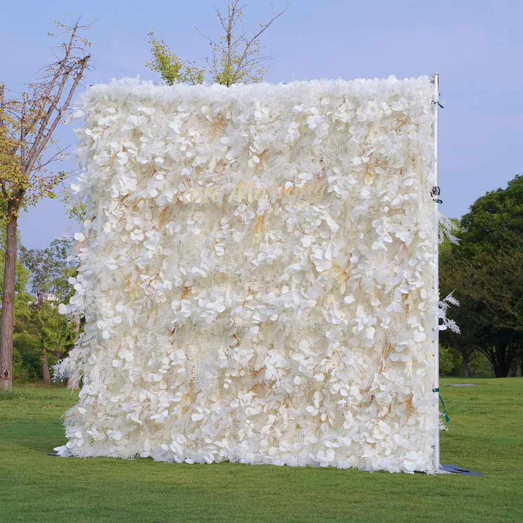 Pampas | 5D Grey Pampas Grass Event-Ready Artificial Floral Wall Backdrop, Roll-Up Fabric | Shipping Included
