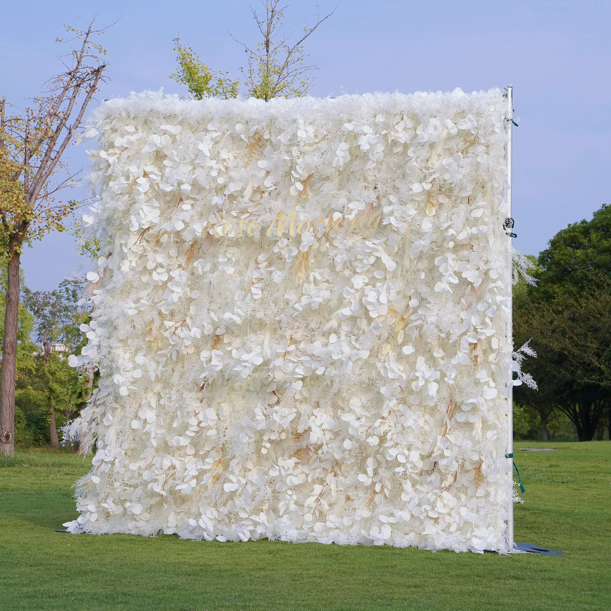 Pampas | 5D Grey Pampas Grass Event-Ready Artificial Floral Wall Backdrop, Roll-Up Fabric | Shipping Included