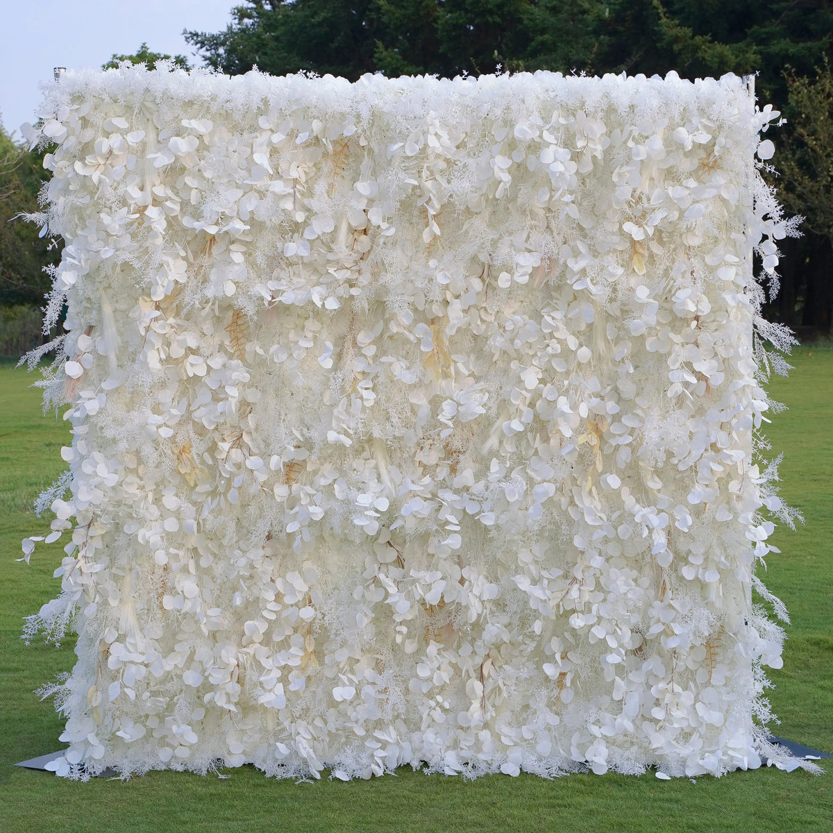 Pampas | 5D Grey Pampas Grass Event-Ready Artificial Floral Wall Backdrop, Roll-Up Fabric | Shipping Included
