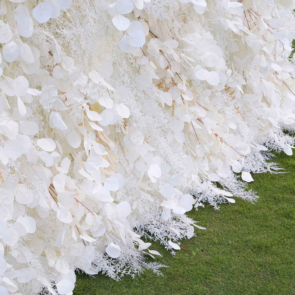 Pampas | 5D Grey Pampas Grass Event-Ready Artificial Floral Wall Backdrop, Roll-Up Fabric | Shipping Included