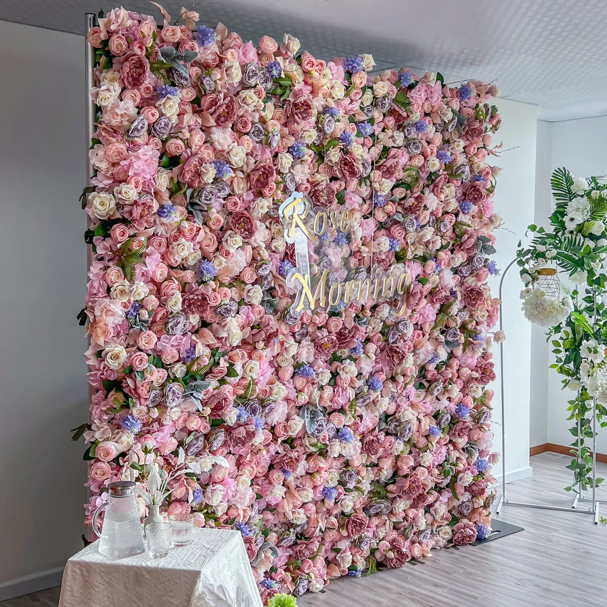 Parton | 5D Garden Series New Event-Ready Artificial Floral Wall Backdrop, Roll-Up Fabric | Shipping Included