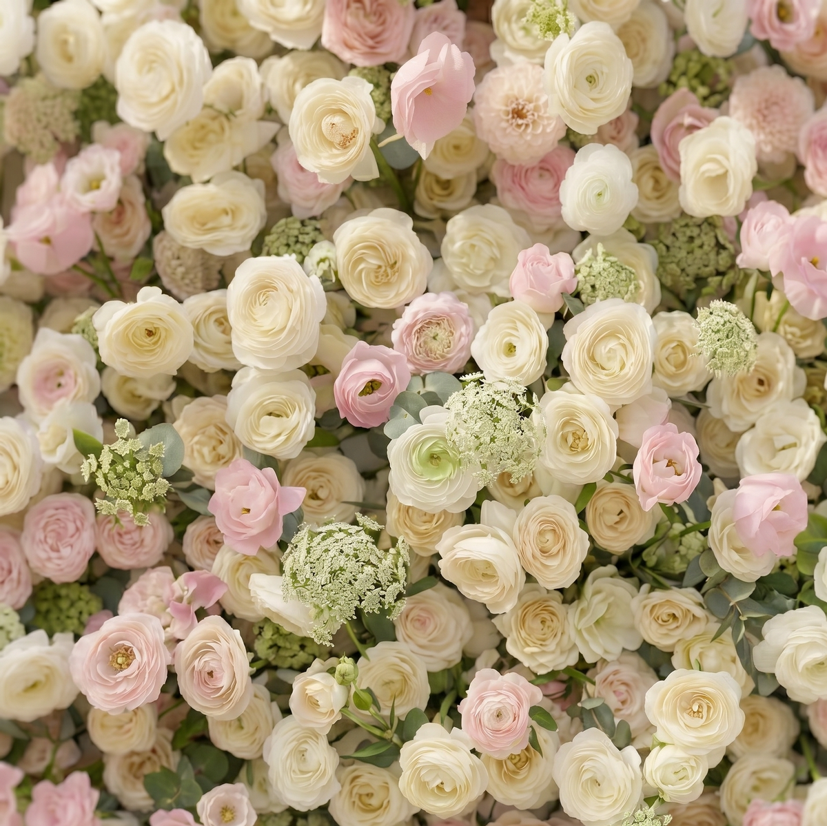 Pearlnora | Luxury 5D Pearl White & Blush Pink Silk Event-Ready Floral Wall Backdrop for Elegant Minimalist Weddings | Shipping Included