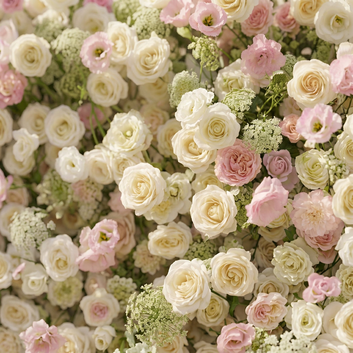 Pearlnora | Luxury 5D Pearl White & Blush Pink Silk Event-Ready Floral Wall Backdrop for Elegant Minimalist Weddings | Shipping Included