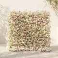 Pearlnora | Luxury 5D Pearl White & Blush Pink Silk Event-Ready Floral Wall Backdrop for Elegant Minimalist Weddings | Shipping Included