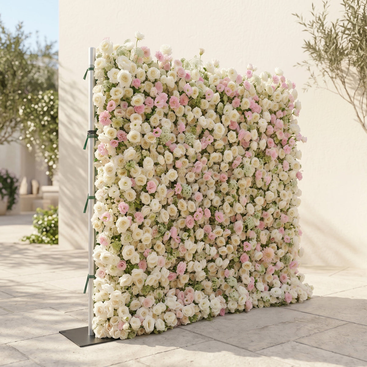 Pearlnora | Luxury 5D Pearl White & Blush Pink Silk Event-Ready Floral Wall Backdrop for Elegant Minimalist Weddings | Shipping Included