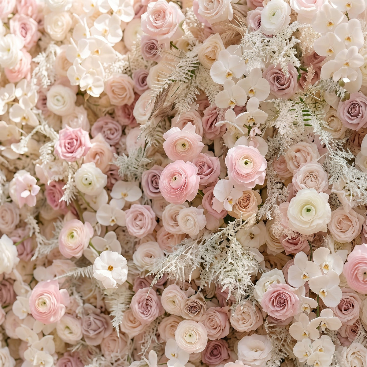 Valsora | 5D Gradient Warm Blush Pink & Ivory White Event-Ready Silk Rose Floral Wall Backdrop for Romantic Wedding & Proposal Setups | Shipping Included