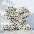 Petalya | 3D White Silk Rose Heart Floral Backdrop Decor for Proposal & Anniversary Backdrop | Shipping Included