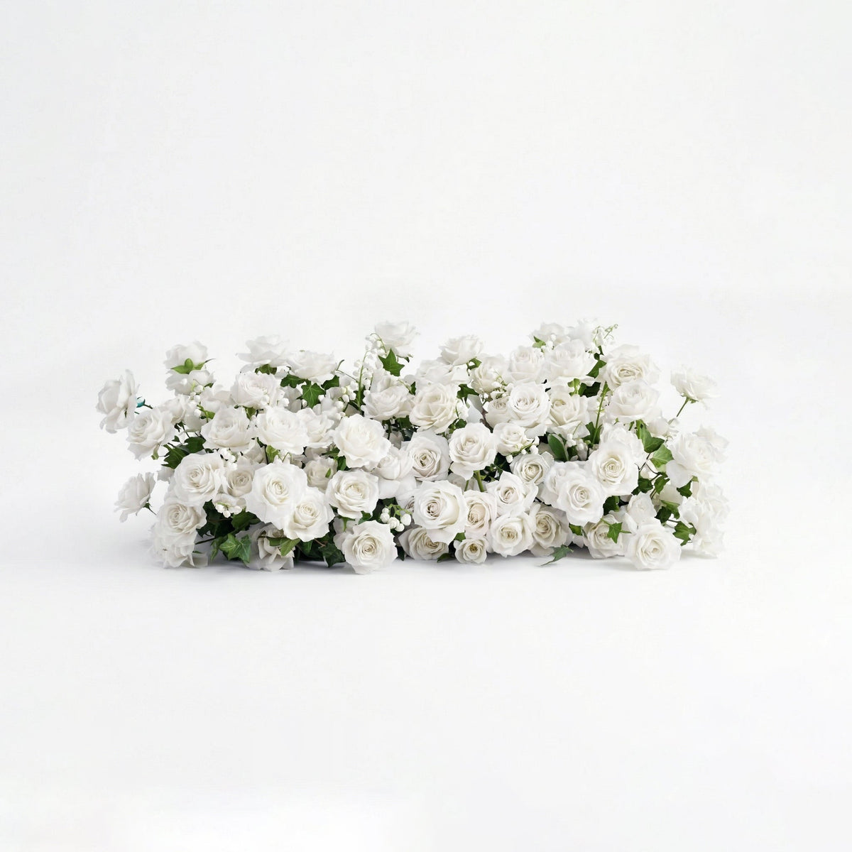 Petalya | 3D White Silk Rose Heart Floral Backdrop Decor for Proposal & Anniversary Backdrop | Shipping Included