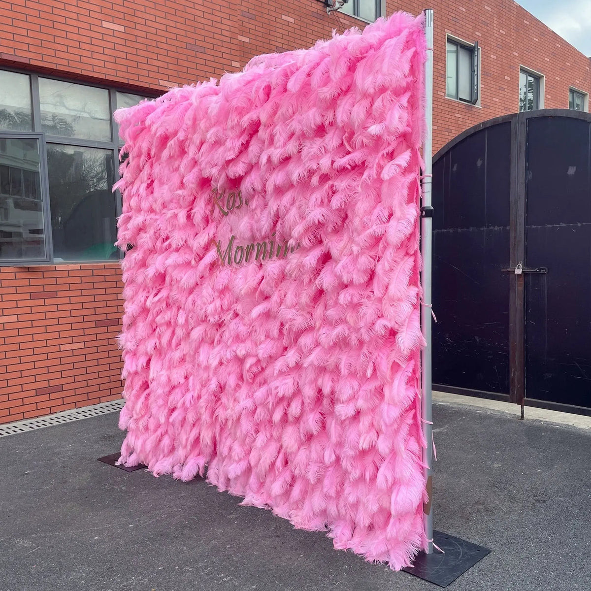 Pink Feather | 5D Event-Ready Artificial Floral Wall Backdrop, Roll-Up Fabric | Shipping Included