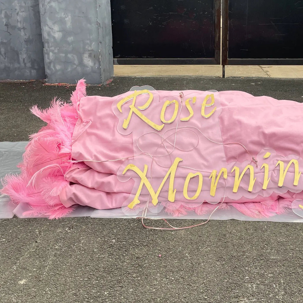 Pink Feather | 5D Event-Ready Artificial Floral Wall Backdrop, Roll-Up Fabric | Shipping Included